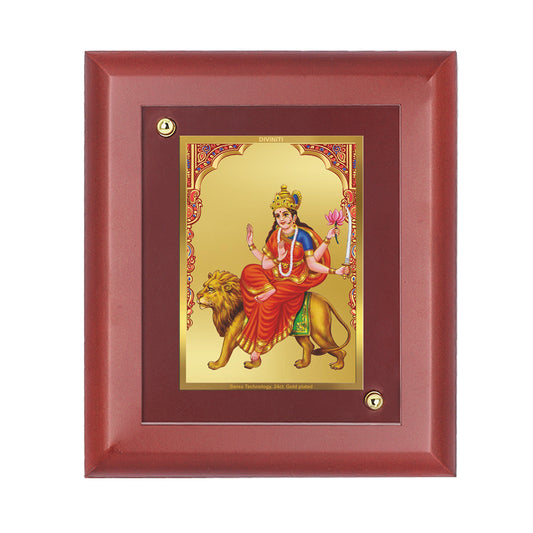 DIVINITI 24K Gold Plated Foil Katyani Mata Luxurious Photo Frame Idol for Home Decor, Wall Hanging, Gift|MDF Size 1 (16.7x14.2 CM)