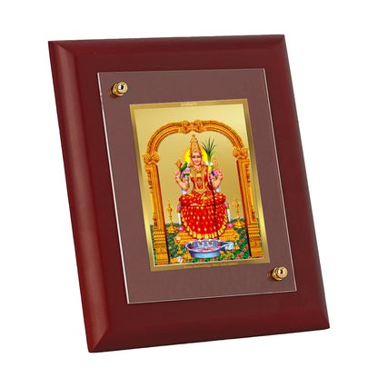 DIVINITI 24K Gold Plated Foil Kanchi Kamakshi Amman Classic Photo Frame Idol for Home Wall Decor, Table Top, Gift|MDF Size 1 (16.7x14.2 CM)