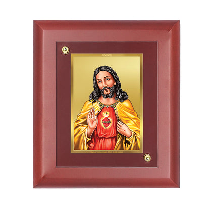 DIVINITI 24K Gold Plated Foil Jesus Stylish Photo Frame Idol for Prayer, Wall Hanging, Home Decor, Table Top, Gift|MDF Size 1 (16.7x14.2 CM)