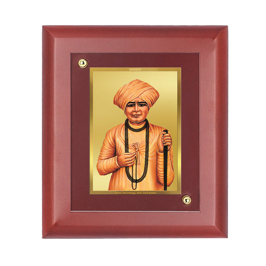 DIVINITI 24K Gold Plated Foil Jalram Bappa Wall Photo Frame Idol for Home Decor, Table Top, Luxury Gift|MDF Size 1 (16.7x14.2 CM)