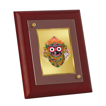 DIVINITI 24K Gold Plated Foil Lord Jagannath Photo Frame Idol for Prayer, Home Decor, Table Top, Worship, Gift|MDF Size 1 (16.7x14.2 CM)