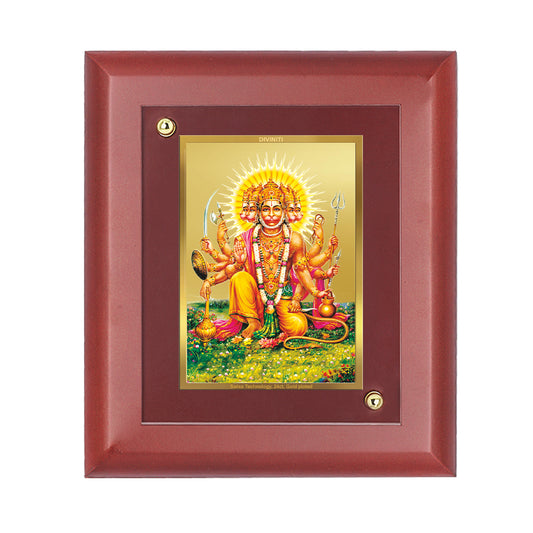 DIVINITI 24K Gold Plated Foil Lord Hanuman Classic Photo Frame Idol for Home Wall Decor, Table Top, Puja Room , Gift|MDF Size 1 (16.7x14.2 CM)
