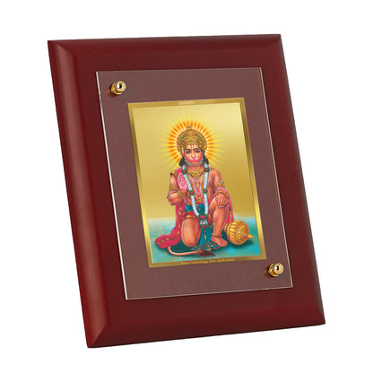 DIVINITI 24K Gold Plated Foil Lord Hanuman Elegant Wall Photo Frame Idol for Home Decor, Puja Room, Luxury Gift|MDF Size 1 (16.7x14.2 CM)