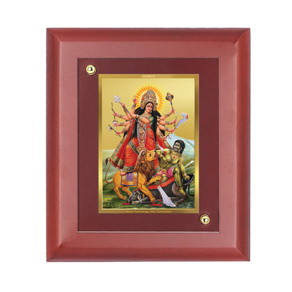 DIVINITI 24K Gold Plated Foil Goddess Durga Mata Luxury Photo Frame Idol for Home & Office Wall Decor, Table Top, Puja Room, Gift|MDF Size 1 (16.7x14.2 CM)