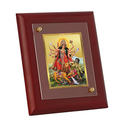 DIVINITI 24K Gold Plated Foil Goddess Durga Mata Luxury Photo Frame Idol for Home & Office Wall Decor, Table Top, Puja Room, Gift|MDF Size 1 (16.7x14.2 CM)