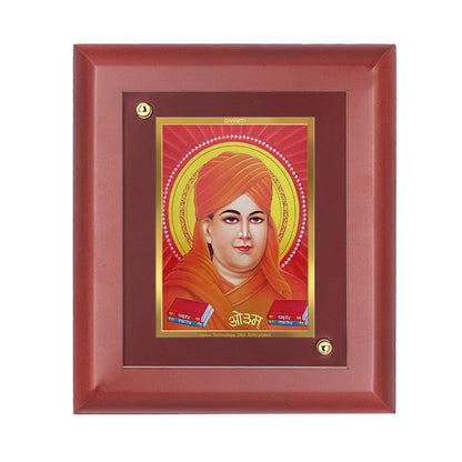 DIVINITI 24K Gold Plated Foil Daya Nand Saraswati Luxury Photo Frame Idol for Home Decor, Wall Hanging, Table Top, Gift|MDF Size 1 (16.7x14.2 CM)