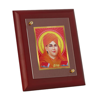 DIVINITI 24K Gold Plated Foil Daya Nand Saraswati Luxury Photo Frame Idol for Home Decor, Wall Hanging, Table Top, Gift|MDF Size 1 (16.7x14.2 CM)