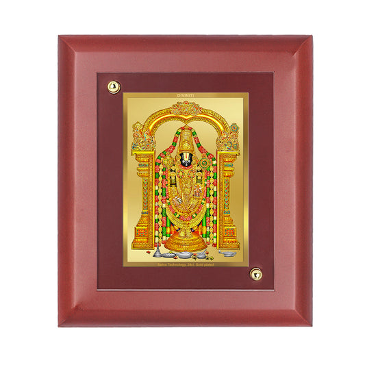 DIVINITI 24K Gold Plated Foil Tirupati Balaji Traditional Wall Photo Frame Idol for Puja Room, Home Decor, Table Top, Luxury Gift|MDF Size 1 (16.7x14.2 CM)
