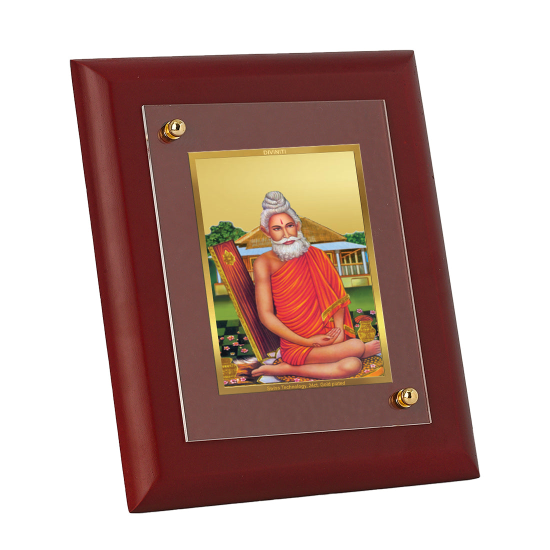 DIVINITI 24K Gold Plated Foil Baba Lokenath Photo Frame Idol for Home Decor, Wall Decor, Table Top, Puja Room, Gift|MDF Size 1 (16.7x14.2 CM)