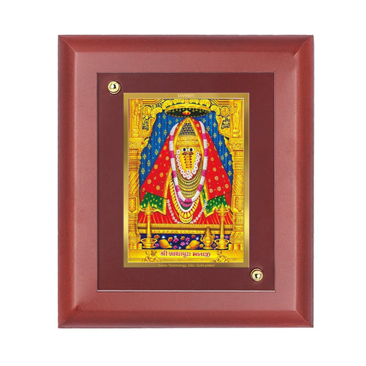 DIVINITI 24K Gold Plated Foil Ashapura Mata Elegant Photo Frame Idol for Home Wall Decor, Table Top, Puja Room, Luxury Gift|MDF Size 1 (16.7x14.2 CM)