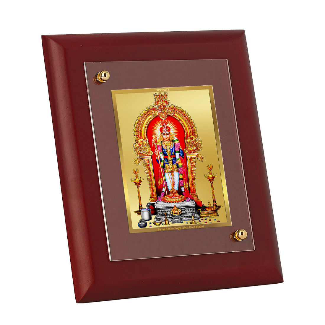 DIVINITI 24K Gold Plated Foil Alangaram Raja Elegant Photo Frame Idol for Home Decor Showpiece, Wall Hanging, Table Top, Luxury Gift|MDF Size 1 (16.7x14.2 CM)