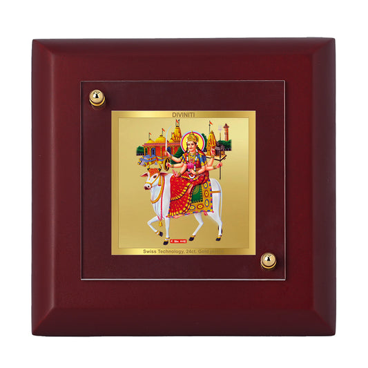 Diviniti 24K Gold Plated Foil Umiyya Mata Photo Frame for Home Decor, Tabletops, Puja Room | MDF Size 1A (9.9x9.9 CM)