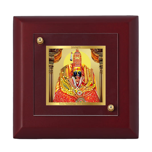 Diviniti 24K Gold Plated Foil Tulja Bhavani Maa Photo Frame Strength, Protection for Home Decor, Table Tops, Puja Room, Gift | MDF Size 1A (9.9x9.9 CM)