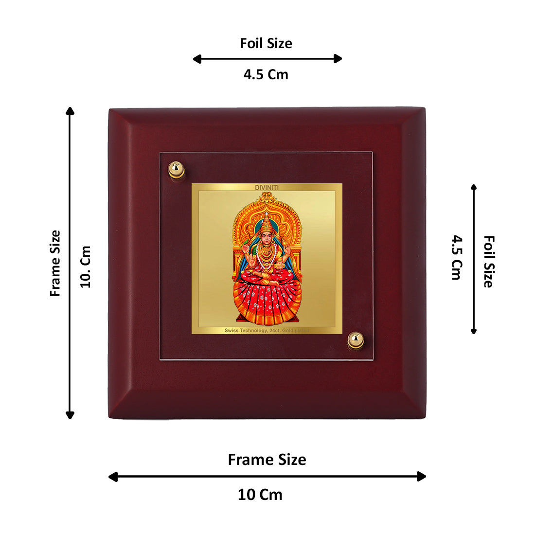 Diviniti 24K Gold Plated Sharda Mata Photo Frame for Home Decor, Table Tops, Puja Room, Gift | MDF Size 1A (9.9x9.9 CM)