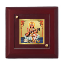 Load image into Gallery viewer, Diviniti 24K Gold Plated Saraswati Mata Photo Frame For Home Decor, Office, Table, Gift, Puja (10 x 10 CM)
