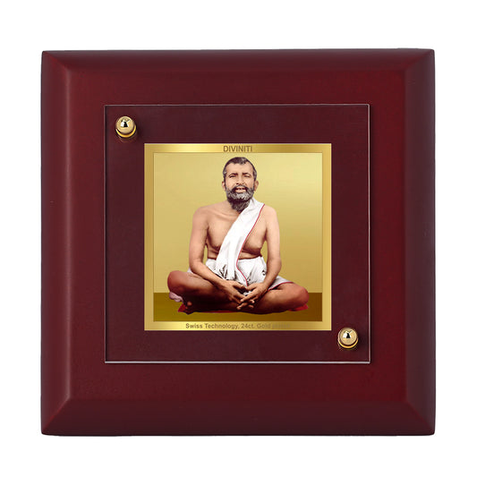 Diviniti 24K Gold Plated Foil Rama Krishna Photo Frame for Home & Office Decor, Tabletop, Luxury Gift | MDF Size 1A (9.9x9.9 CM)