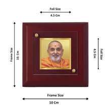Load image into Gallery viewer, Diviniti 24K Gold Plated Pramukh Swami Photo Frame For Home Decor, Table Top, Puja, Festival Gift (10 x 10 CM)
