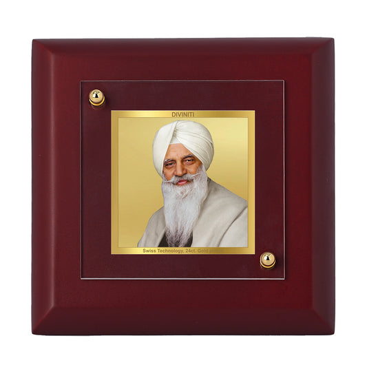 Diviniti 24K Gold Plated Foil Radha Soami Photo Frame for Home Decor, Table Top, Gift | MDF Size 1A (9.9x9.9 CM)