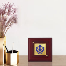 Load image into Gallery viewer, Diviniti 24K Gold Plated Khanda Sahib Frame For Home Decor Showpiece, Table Tops &amp; Gift (10 x 10 CM)
