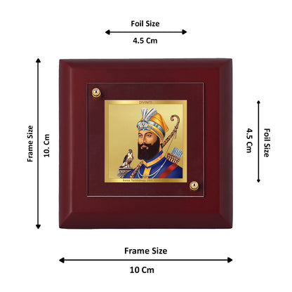 Diviniti 24K Gold Plated Guru Gobind Singh Ji Photo Frame Lion of Punjab for Home Decor, Table Tops & Gift | MDF Size 1A (9.9x9.9 CM)