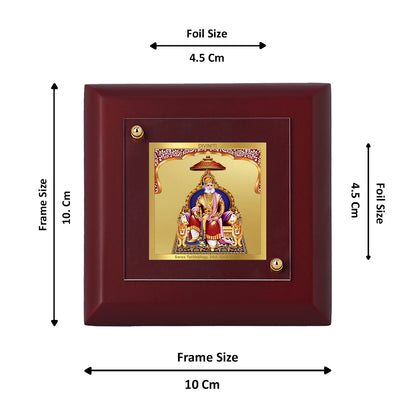 Diviniti 24K Gold Plated Foil Agrasain Maharaj Photo Frame Prosperity, Peace for Home & Office Decor, Tabletop, Pooja Room, Gift | MDF Size 1A (9.9x9.9 CM)