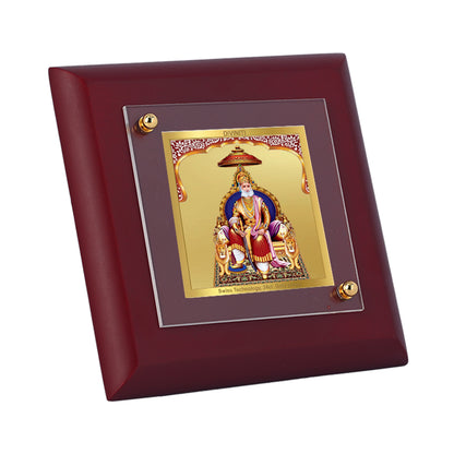 Diviniti 24K Gold Plated Foil Agrasain Maharaj Photo Frame Prosperity, Peace for Home & Office Decor, Tabletop, Pooja Room, Gift | MDF Size 1A (9.9x9.9 CM)