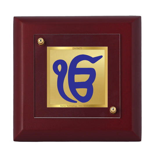 Diviniti 24K Gold Plated Ik Onkar Phone Frame for Home Decor Showpiece, Tabletop, Office, Festival Gift| MDF Size 1A (9.9x9.9 CM)