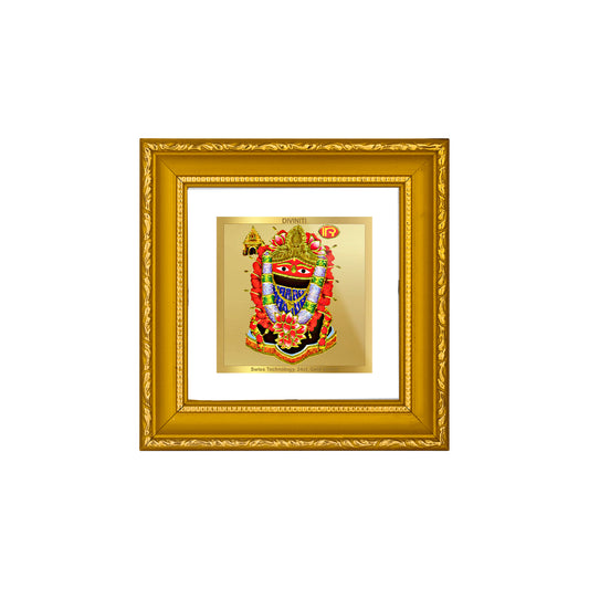 DIVINITI 24K Gold Plated Foil Maa Tarini Photo Frame Idol for Workshop, Puja Room, Wall Hanging, Table Top, Home Decor, Gifts|DG101S1A (10x10 CM)