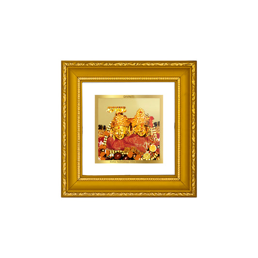 DIVINITI 24K Gold Plated Foil Maa Shoolini Photo Frame Idol for Puja Room, Wall Hanging, Table Top, Home Decor, Workshop, Gifts|DG101S1A (10x10 CM)