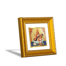 Load image into Gallery viewer, DIVINITI 24K Gold Plated Saraswati Mata Photo Frame For Home Decor, Table, Puja, Gift (10 X 10 CM)
