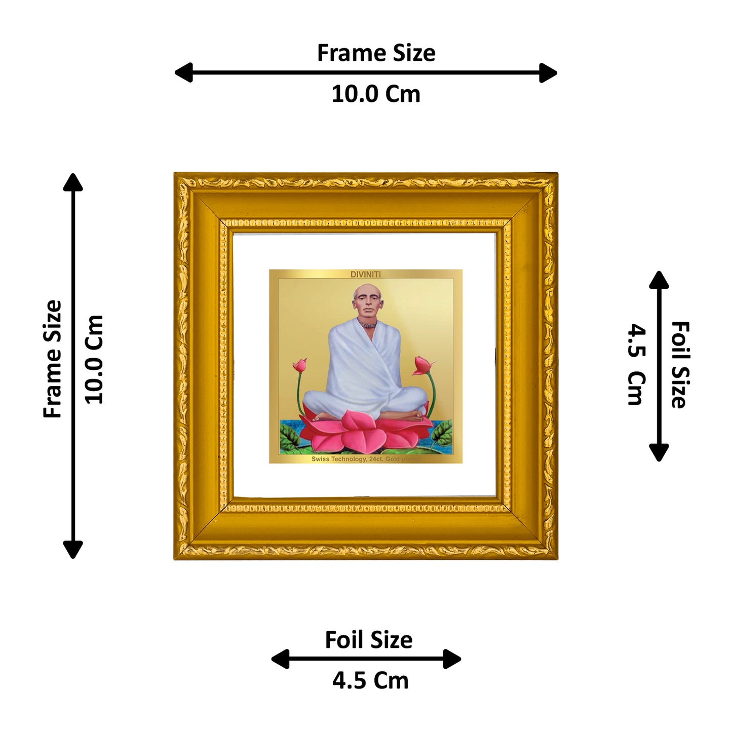 DIVINITI 24K Gold Plated Ram Thakur Photo Frame Idol for Wall Hanging, Puja Room, Table Top, Home Decor, Workshop, Gifts|DG101S1A (10x10 CM)
