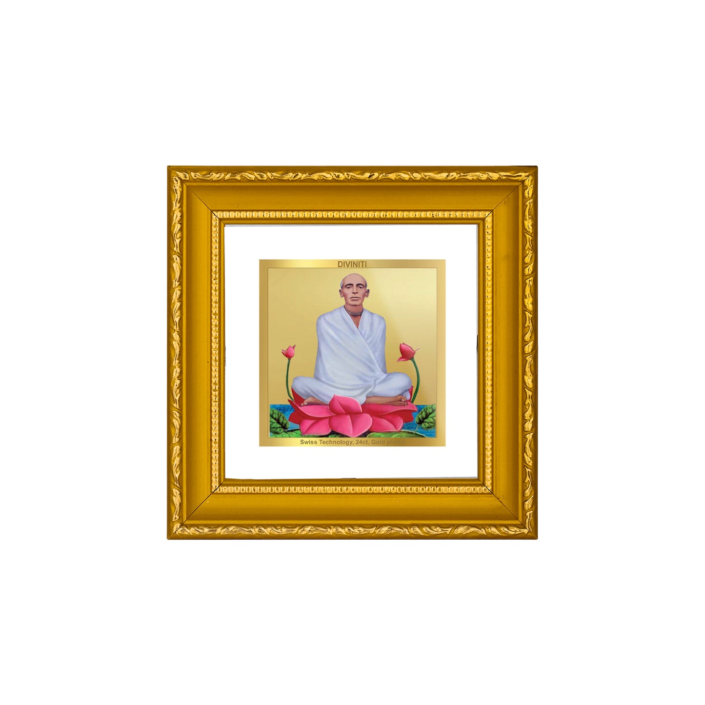 DIVINITI 24K Gold Plated Ram Thakur Photo Frame Idol for Wall Hanging, Puja Room, Table Top, Home Decor, Workshop, Gifts|DG101S1A (10x10 CM)