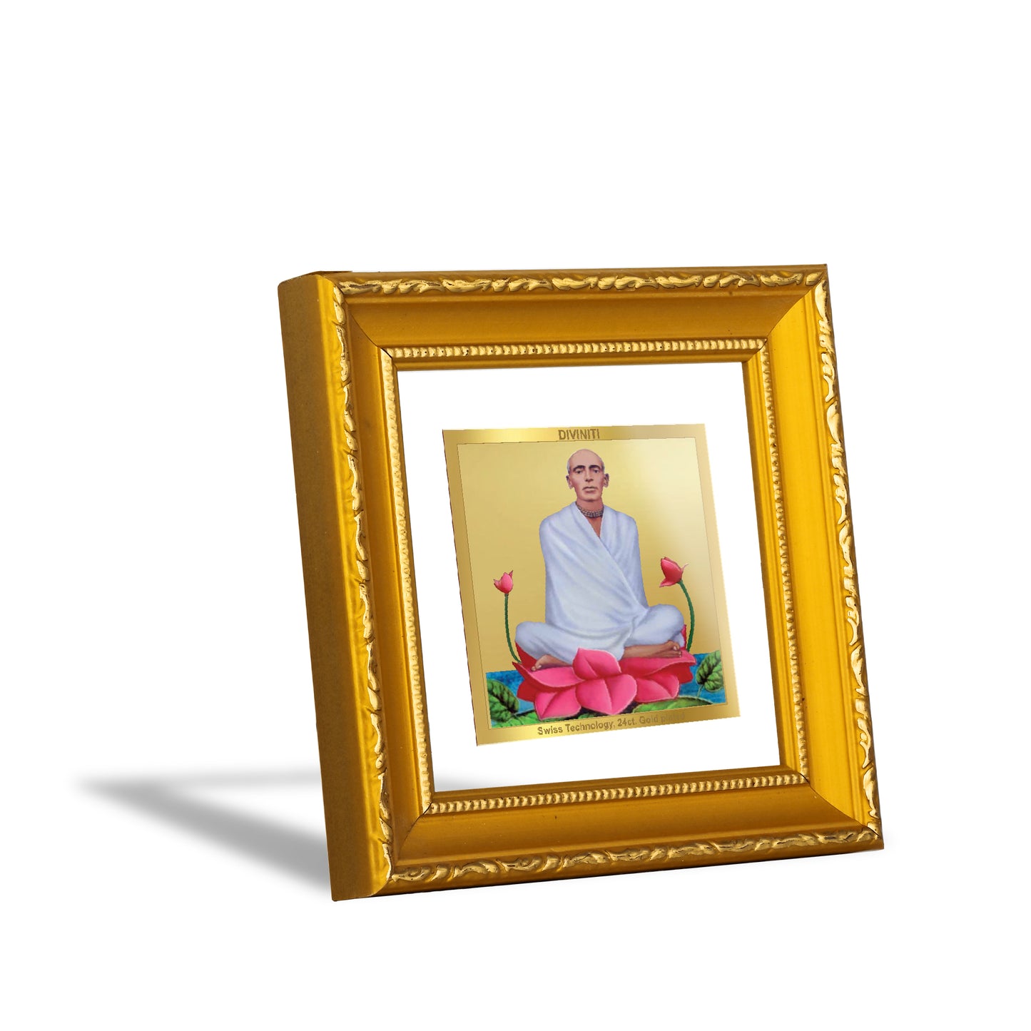 DIVINITI 24K Gold Plated Ram Thakur Photo Frame Idol for Wall Hanging, Puja Room, Table Top, Home Decor, Workshop, Gifts|DG101S1A (10x10 CM)