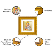 Load image into Gallery viewer, DIVINITI 24K Gold Plated Sai Baba Photo Frame For Home Decoration, Prayer Room, Gift (10 X 10 CM)
