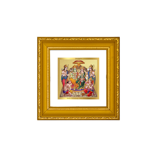 DIVINITI 24K Gold Plated Lord Ram Darbar Wall Photo Frame Idol for Home & Office Decor, Puja Room, Workshop, Gifts|DG101S1A (10x10 CM)