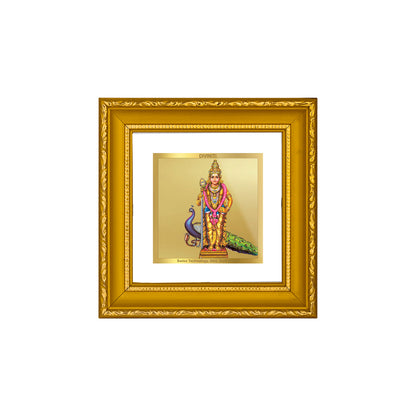 DIVINITI 24K Gold Plated Foil Goddess Murugan Wall Photo Frame Idol for Table Top, Home Decor, Puja Room, Workshop, Gifts|DG101S1A (10x10 CM)