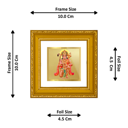 DIVINITI 24K Gold Plated Foil Lord Hanuman Luxurious Wall Photo Frame Idol for Home Decor, Puja Room, Workshop, Premium Gifts|DG101S1A (10x10 CM)