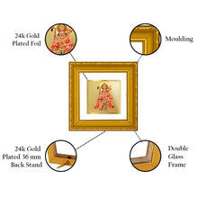 Load image into Gallery viewer, DIVINITI HANUMAN ASHIRWAD Gold Plated Wall Photo Frame| DG Frame 101 Size 1A Wall Photo Frame and 24K Gold Plated Foil| Religious Photo Frame Idol For Prayer, Gifts Items (10CMX10CM)
