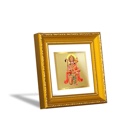DIVINITI 24K Gold Plated Foil Lord Hanuman Luxurious Wall Photo Frame Idol for Home Decor, Puja Room, Workshop, Premium Gifts|DG101S1A (10x10 CM)