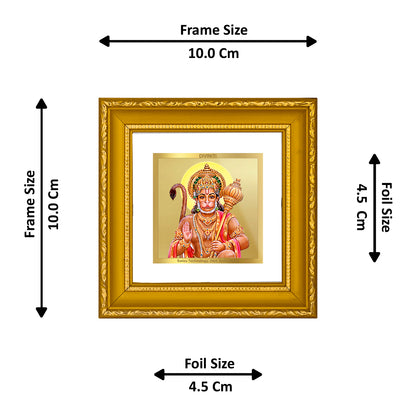 DIVINITI 24K Gold Plated Foil Lord Hanuman Classic Wall Photo Frame Idol for Home Decor, Table Top, Workshop, Puja Room, Gifts|DG101S1A (10x10 CM)