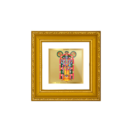 DIVINITI 24K Gold Plated Foil Guruvayurappan Classic Photo Frame Idol for Wall Hanging, Home Decor, Table Top, Workshop, Gifts|DG101S1A (10x10 CM)