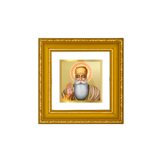 DIVINITI 24K Gold Plated Foil Guru Nanak Dev Ji Exquisite Photo Frame Idol for Home Decor, Wall Hanging, Puja Room, Workshop, Gifts|DG101S1A (10x10 CM)