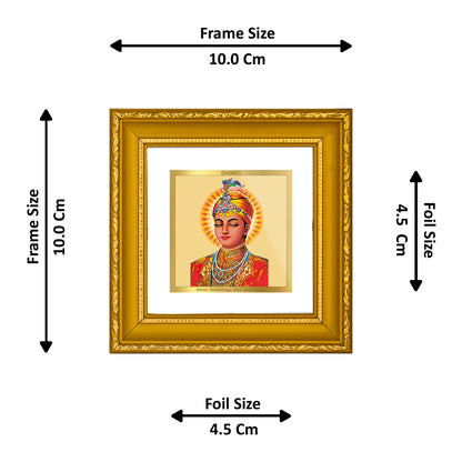 DIVINITI 24K Gold Plated Foil Guru Harkrishan Sahib Ji Classic Wall Photo Frame Idol for Home Decor, Puja Room, Workshop, Gifts|DG101S1A (10x10 CM)