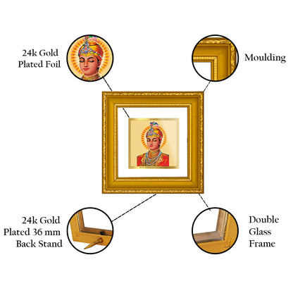 DIVINITI 24K Gold Plated Foil Guru Harkrishan Sahib Ji Classic Wall Photo Frame Idol for Home Decor, Puja Room, Workshop, Gifts|DG101S1A (10x10 CM)