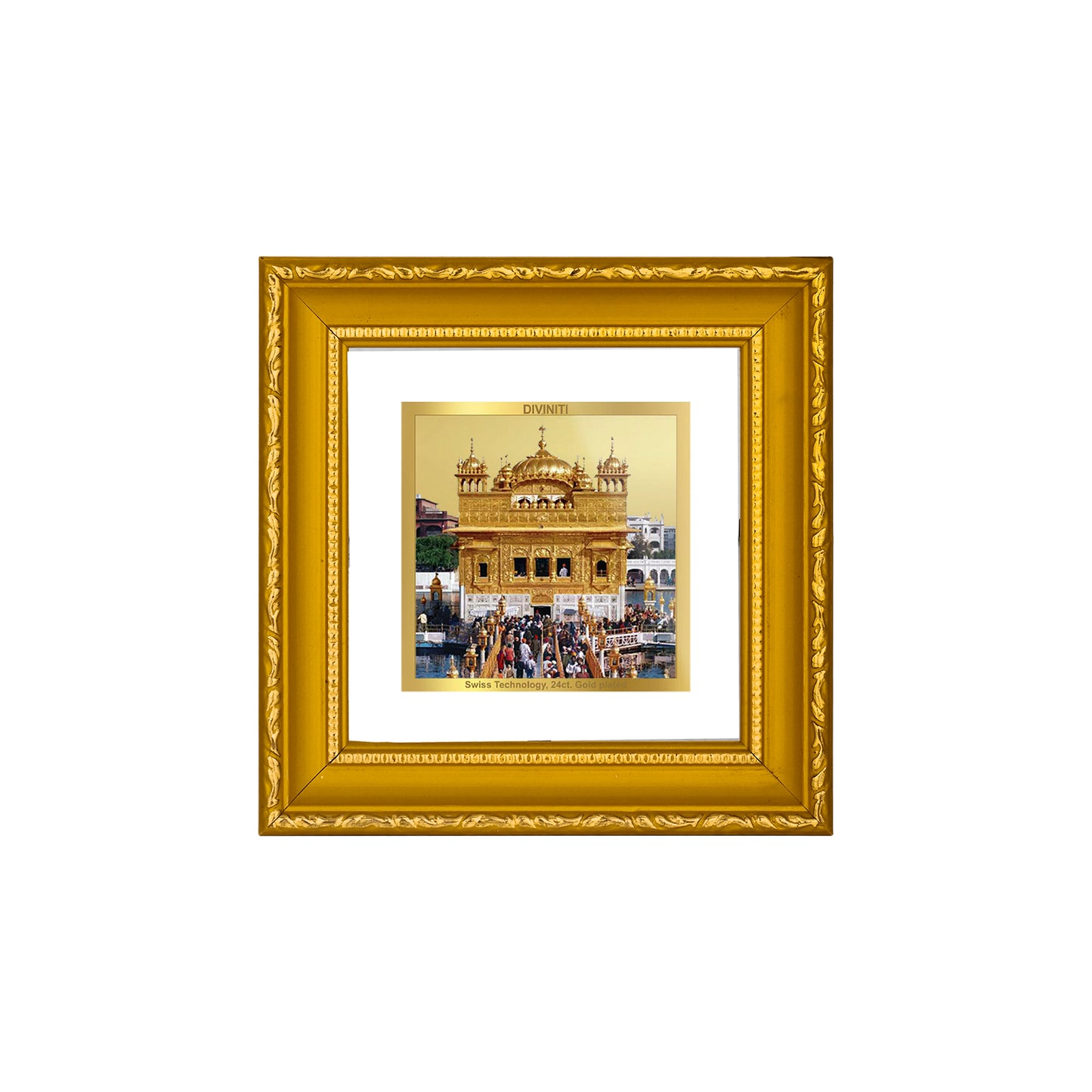 DIVINITI 24K Gold Plated Foil Golden Temple Photo Frame Idol for Wall Hanging, Workshop, Home Decor, Premium Gifts|DG101S1A (10x10 CM)