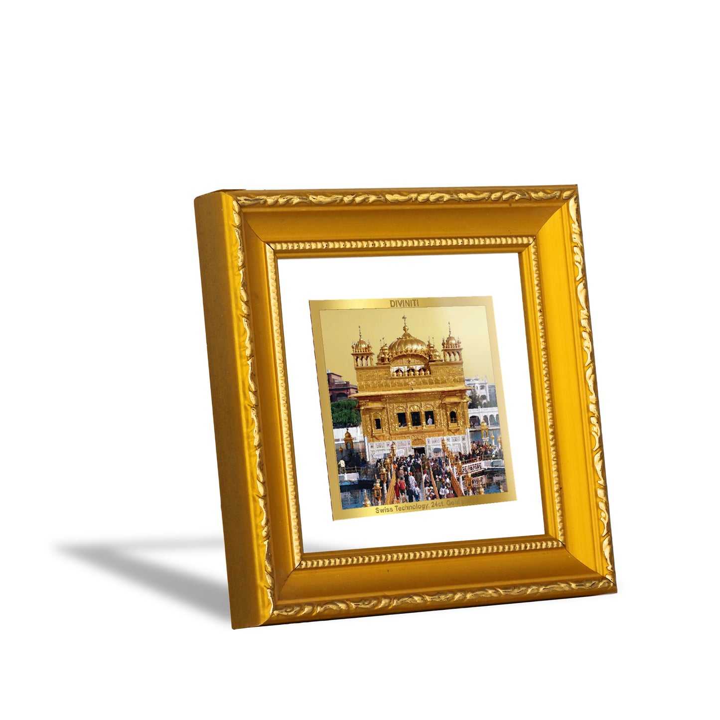 DIVINITI 24K Gold Plated Foil Golden Temple Photo Frame Idol for Wall Hanging, Workshop, Home Decor, Premium Gifts|DG101S1A (10x10 CM)