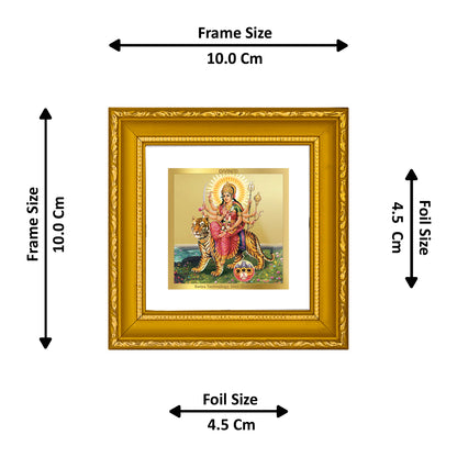 DIVINITI 24K Gold Plated Foil Goddess Durga Traditional Photo Frame Idol for Wall Hanging, Home Decor, Puja Room, Gifts|DG101S1A (10x10 CM)