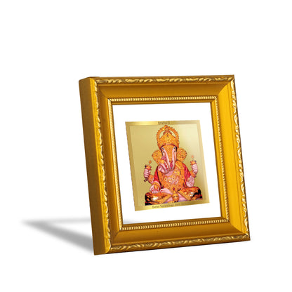 DIVINITI 24K Gold Plated Foil Dagdu Ganesh Religious Wall Photo Frame Idol for Home Decor, Table Top, Puja Room, Gifts|DG101S1A (10x10 CM)