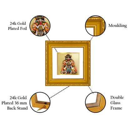 DIVINITI 24K Gold Plated Foil Lord Krishna Exquisite Photo Frame Idol for Wall Hanging, Home Decor, Workshop, Luxurious Gifts|DG101S1A (10x10 CM)
