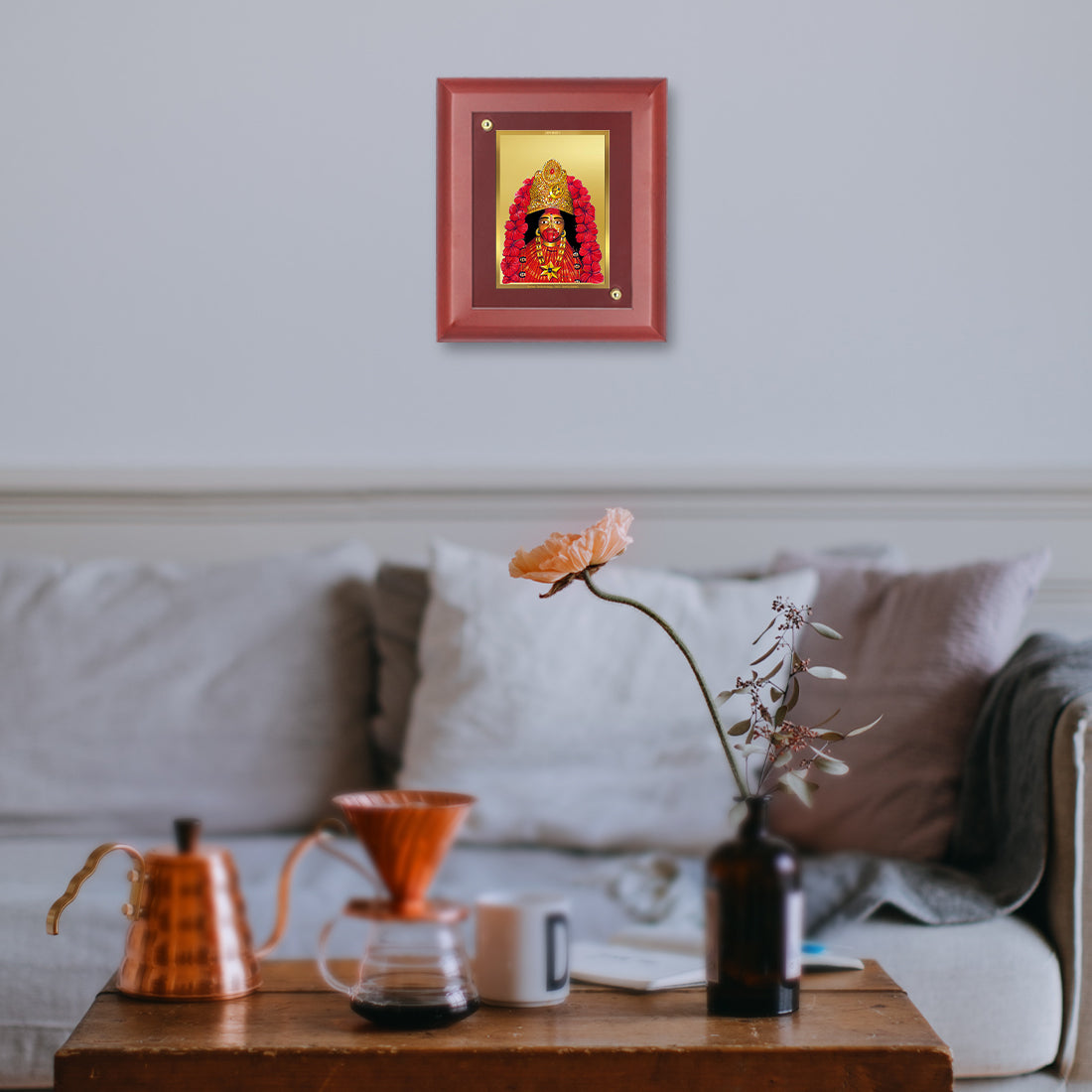 DIVINITI 24K Gold Plated Foil Maa Tara Wall Photo Frame, Table Decor Wall Photo Frame and Religious Photo Frame Idol For Pooja, Gifts Items MDF Size 2 (20x16 CM)